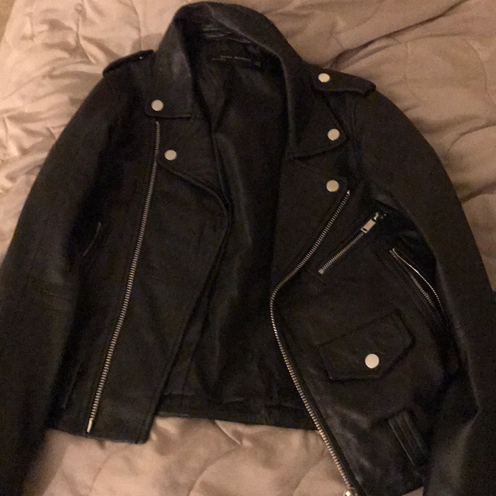 Zara sheepskin leather jacket